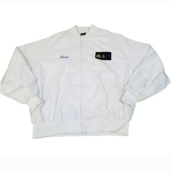 Vintage 80's IBM Paul Rand Design Employee Snap Down Bomber Jacket Size 2XL - Picture 2 of 11